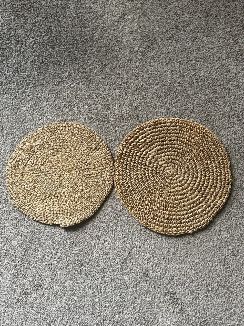 Bohemian Handwoven Round Natural Straw Placemats - Set of 2!